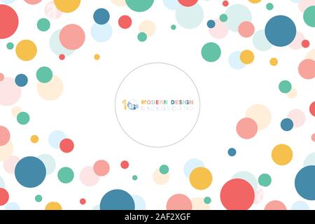 Abstract of colorful minimal circle pattern design with copy space of text in center. Decorate for cover, artwork, ad, template design. illustration v Stock Vector