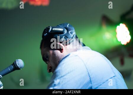 Dj playing disco house progressive electro music at the concert Stock Photo