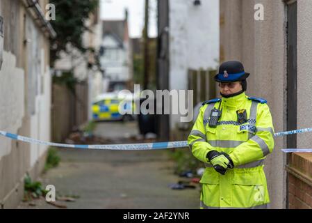 Tintern Avenue, Westcliff on Sea, Essex, UK. A murder investigation has been launched after a man was stabbed to death. Police were called to Tintern Avenue in Westcliff, Southend, around 4.25am and found a man with stab wounds to his body who died at the scene despite attempts by paramedics to save him. The scene remains cordoned off including a number of alleyways in the area, one adjacent to an election day polling station. Victim Asqeri Spaho Stock Photo