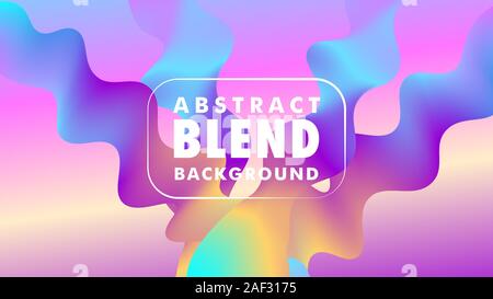 Beautiful Abstract Blend Background Design Template, Colorful Wave Tape Backgroud Design Concept, Light Blue Purple Violet Wavy Ribbon Element, EPS 10 Stock Vector