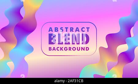 Beautiful Abstract Blend Background Design Template, Colorful Wave Tape Backgroud Design Concept, Light Blue Purple Violet Wavy Ribbon Element, EPS 10 Stock Vector