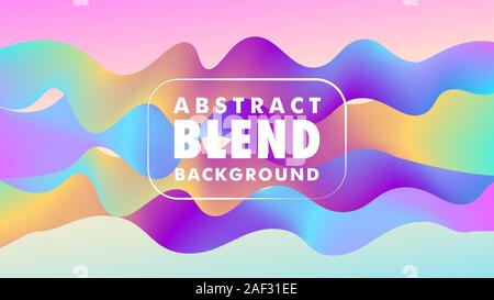 Beautiful Abstract Blend Background Design Template, Colorful Wave Tape Backgroud Design Concept, Light Blue Purple Violet Wavy Ribbon Element, EPS 10 Stock Vector