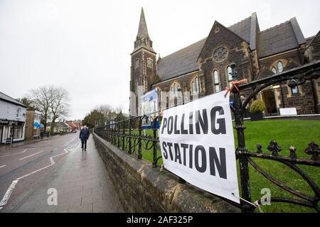 Gillingham Methodist Church being used as a polling station for the December 12 2019 General election on a wet morning. Gillingham North Dorset Englan Stock Photo