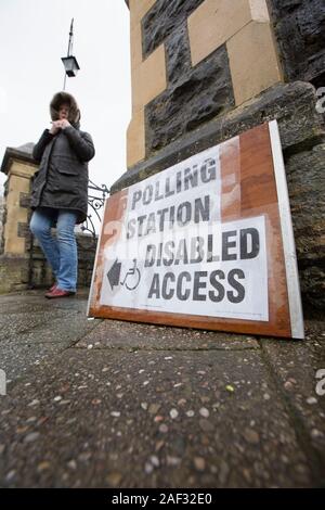 Gillingham Methodist Church being used as a polling station for the December 12 2019 General election on a wet morning. Gillingham North Dorset Englan Stock Photo