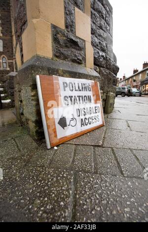 Gillingham Methodist Church being used as a polling station for the December 12 2019 General election on a wet morning. Gillingham North Dorset Englan Stock Photo