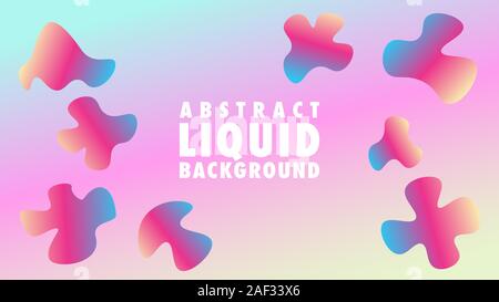 Beautiful Abstract Liquid Background Design Template,  Girly Design Concept, Fantasy Land Theme, 16:9, Colorful, Pinky Purple Violet Blue Gradation Stock Vector