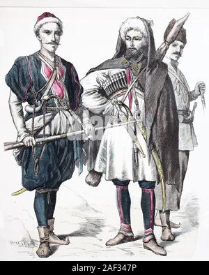 Fashion, costumes, clothes in the Caucasus, from the left, shepherds ...