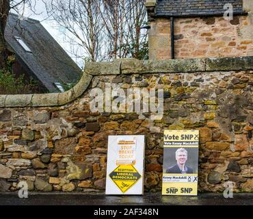 Aberlady, East Lothian, Scotland, United Kingdom, 12th December 2010: UK election: Political party posters at the local polling place Stock Photo