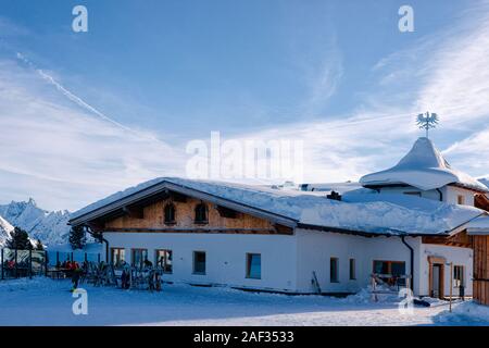 Restaurant and cafe chalet house on Penken Park in Austria Stock Photo