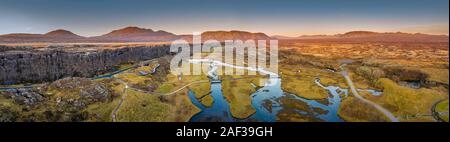 Visual of the Mid-Atlantic Ridge, Almannagja, Unesco World Heritage Site, Thingvellir National Park. Stock Photo