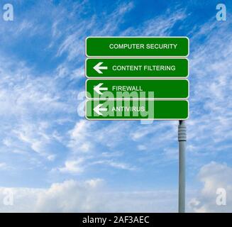 road sign to computer security Stock Photo