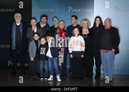 Rome, Italy. 12th Dec, 2019. Rome, cinema The Space Modern, photocall film 'Pinocchio'. In the picture: the cast Credit: Independent Photo Agency/Alamy Live News Stock Photo