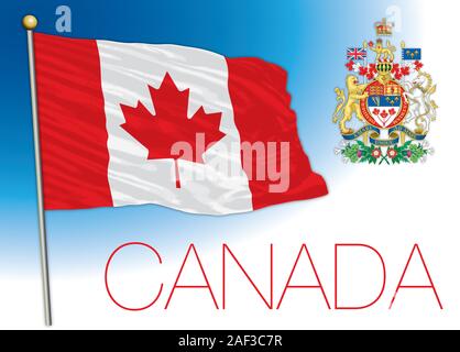 Canada official national flag and coat of arms, north america, vector illustration Stock Vector