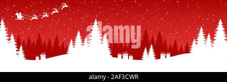 EPS 10 vector file showing simple christmastime background with typical XMAS elements, fall of snow and colored background with flying Santa and some Stock Vector