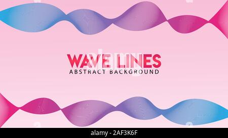Abstract Wave Tape Background Design Template, Ribbon Spectrum Frame Concept, Blend Effect, Romantic Color, Blue Violet Purple Pinky Gradation, EPS 10 Stock Vector
