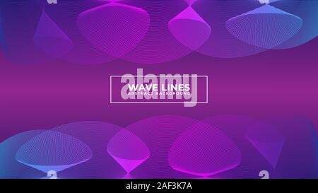 Abstract Wave Line Background Design Template, Spectrum Frame Concept, Abstract Blend Design Vector, Dark Blue Violet Purple Gradation, EPS 10 Stock Vector