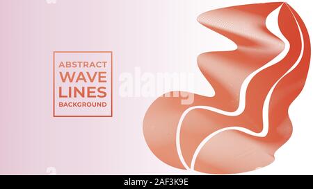 Abstract Wave Line Background Design Template, Abstract Blend Design Vector, Red Orange, Blood Orange, Autumn, Summer, Dark Gold, Resolution 16:9 Stock Vector
