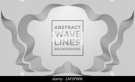 Abstract Wave Line Background Design Template, Rounded Wave Tape Frame Concept, Abstract Blend Design Vector, EPS 10, Monochrome Color, Gray Gradation Stock Vector