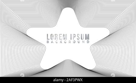 Abstract Wave Line Background Design Template With Rounded Star Frame, Abstract Blend Design Vector, Cool Background Template, Resolution 16:9, EPS 10 Stock Vector
