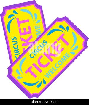 Tickets to the circus icon flat style, isolated on white background. Vector illustration Stock Vector