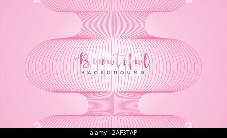 Beautiful Pinky Explosion, Abstract Wave Line Background Design Template, Blend Effect, Romantic Color, Wonderful Fantasy Land, Pinky Pink, EPS 10 Stock Vector