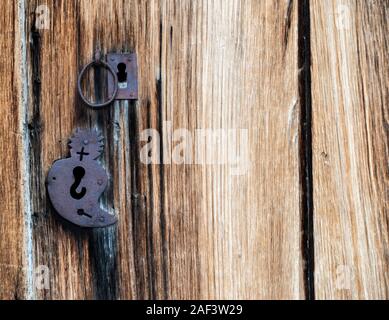 Weathered, old wooden door Stock Photo