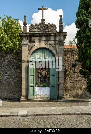 Guimaraes, Portugal - 18 August 2019: Stations of the Cross or wayside shrines in the old town of Guimaraes Stock Photo