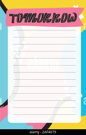 Memphis style. Template for agenda, planners, check lists Stock Vector