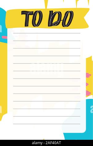 Memphis style. Template for agenda, planners, check lists Stock Vector