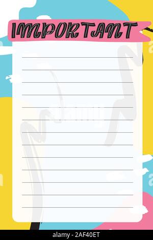 Memphis style. Template for agenda, planners, check lists Stock Vector