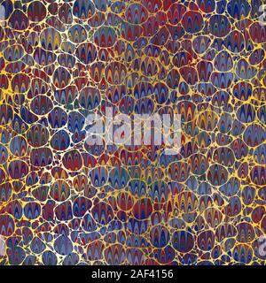 Colorful combed hand marbled texture with gold Stock Vector