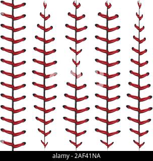 Softball, baseball red lace over white background. Stock Vector