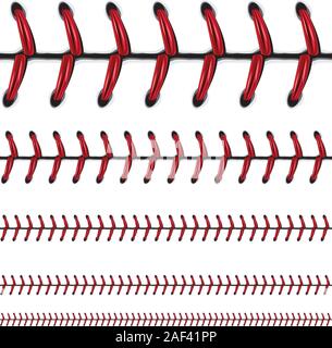 Softball, baseball red lace over white background. Stock Vector