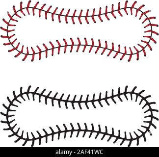 Softball, baseball red lace over white background. Stock Vector