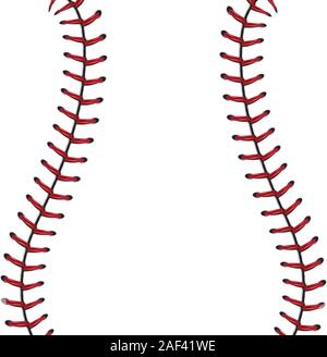 Softball, baseball red lace over white background. Stock Vector