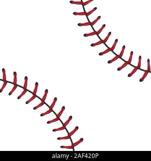 Softball, baseball red lace over white background. Stock Vector