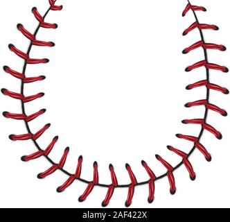Softball, baseball red lace over white background. Stock Vector
