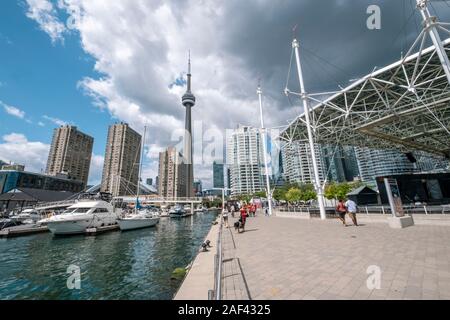 View of CN Tower from Waterfront trail at Toronto Stock Photo