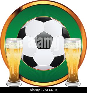 Soccer Ball With Glass Of Beer Brown Bottle And Sausage Football Sport Game  12 Stock Illustration - Download Image Now - iStock