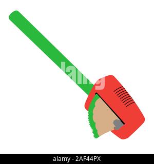 Red sharpener with green pencil. Isolated flat stock vector illustration Stock Vector