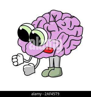 cute purposeful cartoon brain. Isolated stock vector illustration Stock Vector