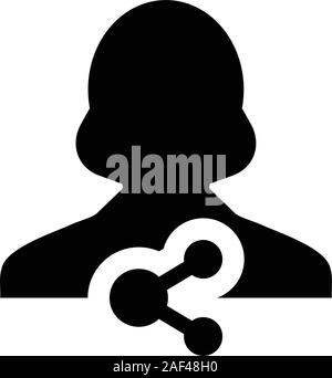 User icon with share symbol vector male person profile in a glyph pictogram illustration Stock Vector