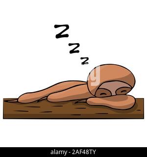 cute sloth sleeping on a tree. isolated stock vector illustration Stock Vector