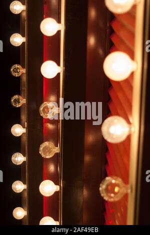 Three rows of lights outside of a Las Vegas casino. Stock Photo