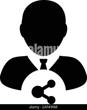 Profile icon with share symbol vector male person avatar in a glyph pictogram illustration Stock Vector