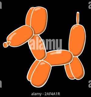 orange balloon dog on black background. isolated stock vector illustration Stock Vector