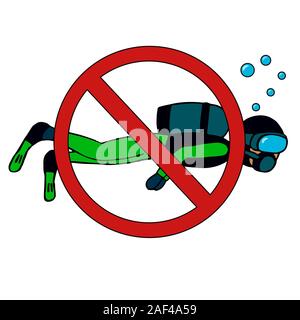 no scuba diving sign. isolated stock vector illustration Stock Vector