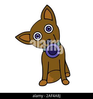 dog with a bowl in his mouth. isolated cartoon stock vector illustration Stock Vector