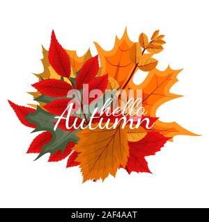 Abstract Vector Illustration Background with Falling Autumn Leaves Stock Vector