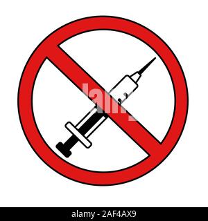 signs of the prohibition of drugs and vaccinations. isolated stock vector illustration Stock Vector